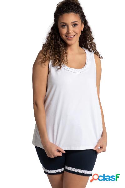 Top smanicato del pigiama in cotone biologico con collo a