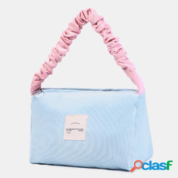 Toppa da donna in velluto a coste color caramella Ascellare