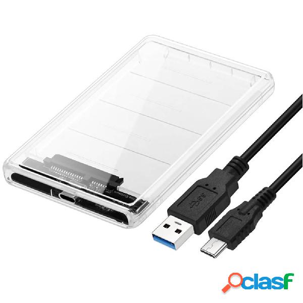 Trasparente da 2,5 pollici Type-C a SATA HDD esterno