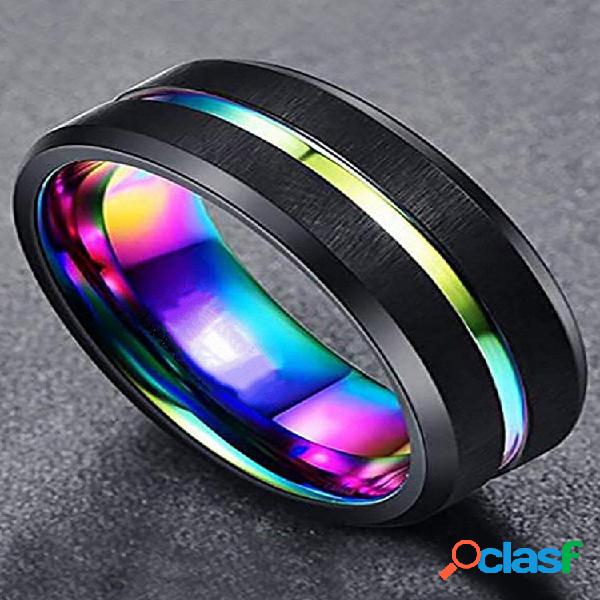 Trendy semplice bordo smussato scanalato Colorful anello in