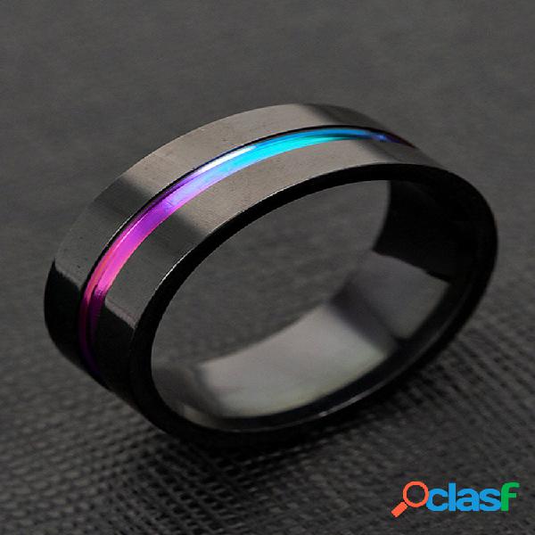 Trendy semplice scanalato Colorful anello in acciaio al