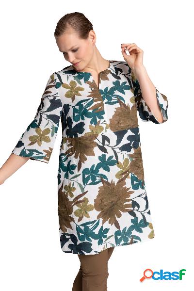 Tunica dal design floreale con scollo a girocollo e maniche