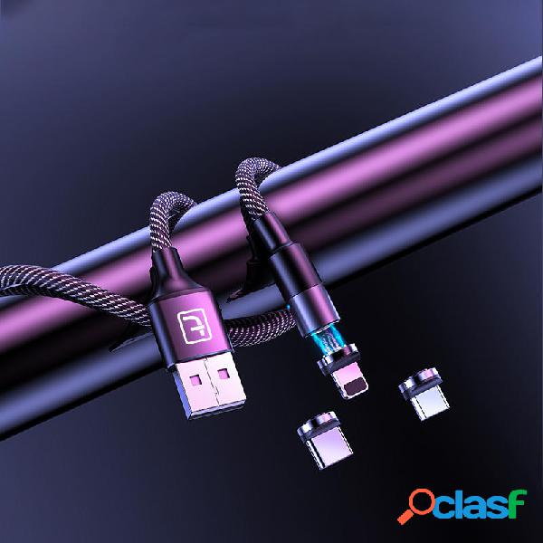 Twitch T02 3A LED Magnetic Round Type-C Cavo dati micro USB