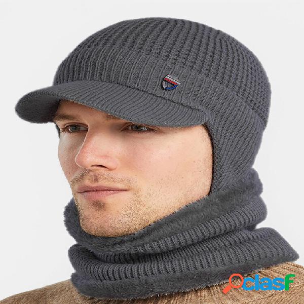 Uomo 2PCS Plus Velluto Spesso Inverno Outdoor Orecchio Collo