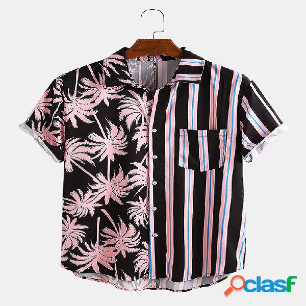 Uomo Coconut Tree Colorful Camicie casual da vacanza a