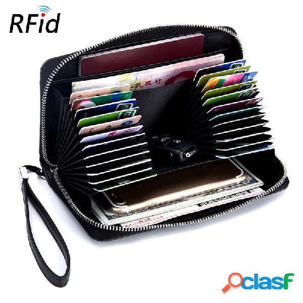 Uomo Donna RFID Blocco Vera Pelle Porta carte multi-carta di