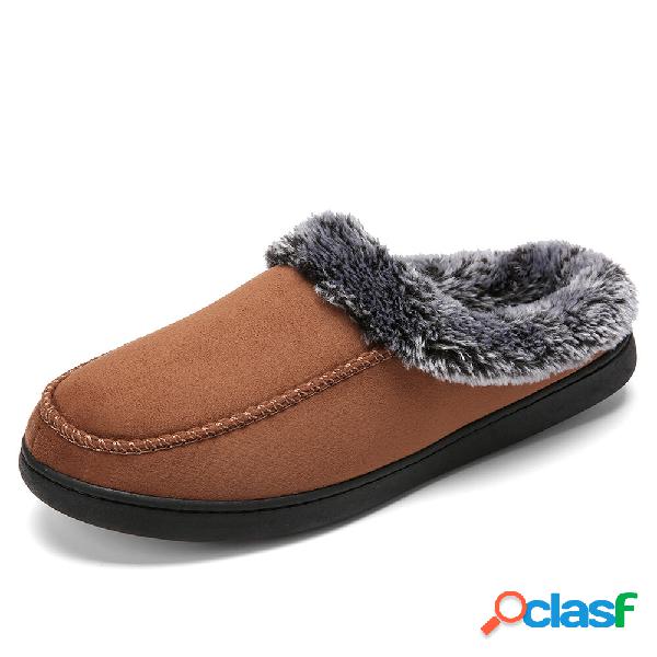 Uomo Lana di agnello Soft Suola Round Head Plus Pantofole in