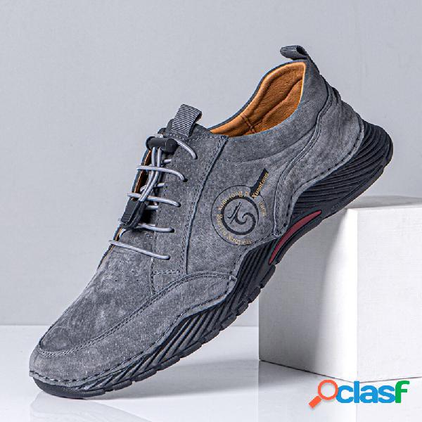 Uomo Pelle Traspirante Soft Suola Comoda Guida Lacci