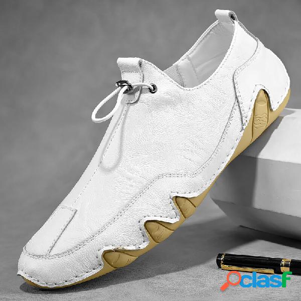 Uomo Vera Pelle Soft Scarpe da guida casual in pizzo