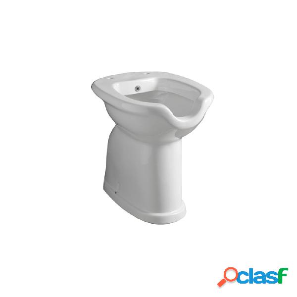 Vaso bidet aperto con erogatore e scarico a muro adatto per