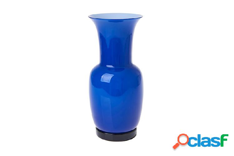 Venini Vaso Opalino vetro di Murano zaffiro e lattimo