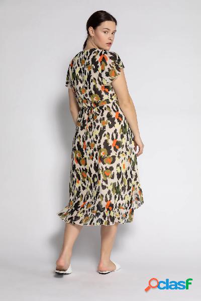 Vestito incrociato con scollatura a V, maniche corte e