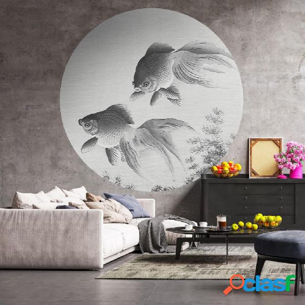 WallArt Carta da Parati Circolare Two Goldfish 190 cm