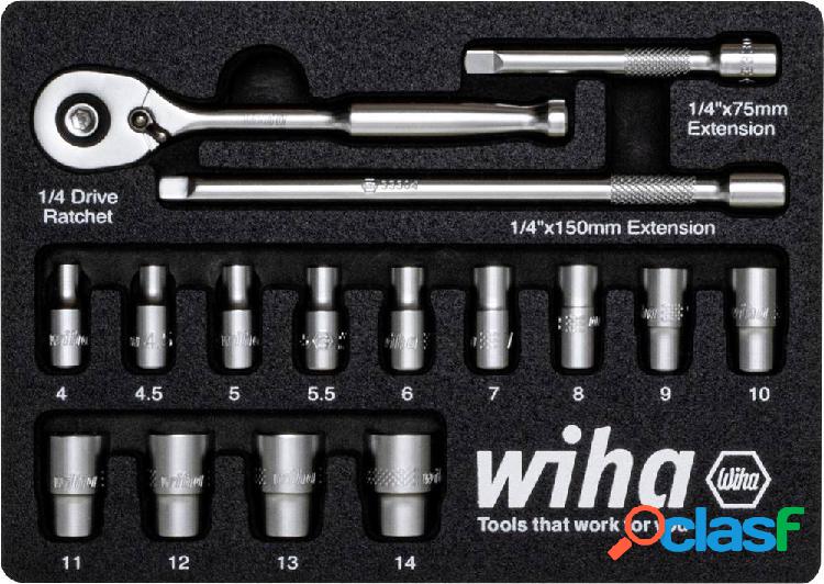 Wiha 44683 Kit inserti a bussola 1/4 197 mm