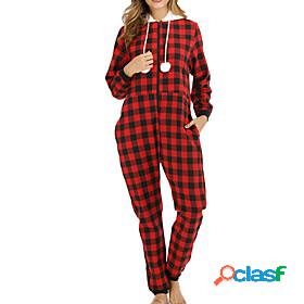 Women's 1 pc Pajamas Bodysuits Simple Comfort Sweet Grid /