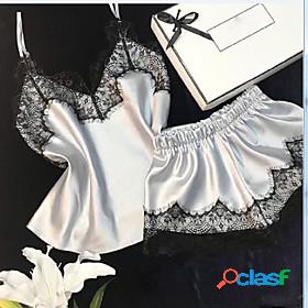 Womens 1 set Pajamas Sets Satin Casual Comfort Patchwork