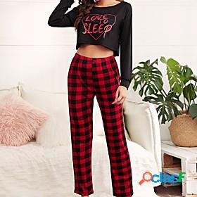 Womens 1 set Pajamas Sets Simple Comfort Sweet Grid / Plaid