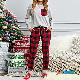 Womens 1 set Pajamas Suits Simple Comfort Grid / Plaid