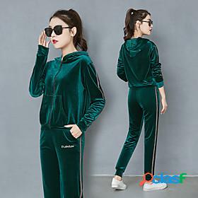 Womens 2 Piece Full Zip Tracksuit Sweatsuit Street Casual