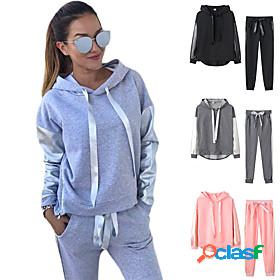 Womens 2 Piece Patchwork Casual Athleisure Tracksuit