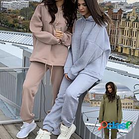 Womens 2 Piece Street Casual Tracksuit Sweatsuit 2pcs Long