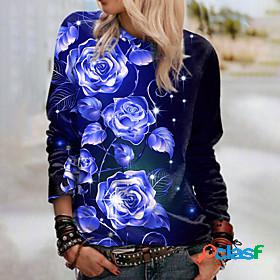 Womens 3D Flower Rose Sweatshirt Pullover Print 3D Print