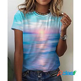 Womens 3D Printed Painting T shirt Scenery 3D Ocean Print