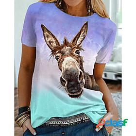 Womens 3D Printed T shirt Color Gradient 3D Giraffe Print