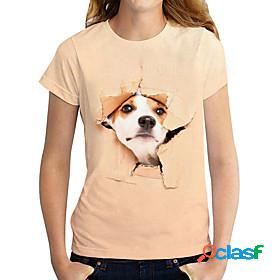 Womens 3D Printed T shirt Dog Graphic 3D Print Round Neck