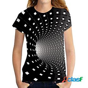 Womens 3D Printed T shirt Graphic Geometric 3D Print Round