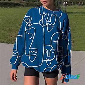 Womens Abstract Graphic Prints Sweatshirt Pullover Oversized