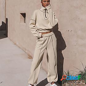 Womens Active Basic Plain Sports Outdoor Casual Two Piece