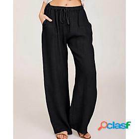 Womens Basic Chinos Pants Daily Solid Colored Mid Waist
