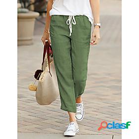 Womens Basic Comfort Drawstring Pocket Harem Chinos