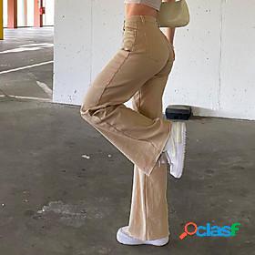 Womens Basic Fashion Wide Leg Pocket Pants Full Length Pants