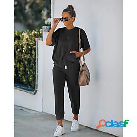 Womens Basic Solid Color Leisure Sports Casual / Daily Two