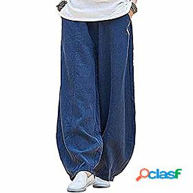 Womens Basic Wide Leg Culottes Wide Leg Full Length Pants