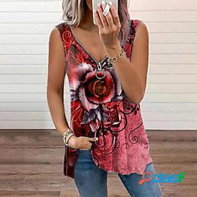 Womens Blouse Camis Floral Print V Neck Basic Tops Purple