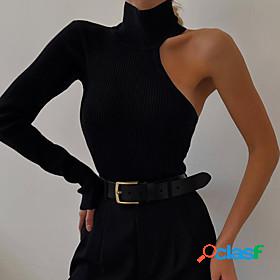 Womens Bodysuit Solid Color Active One Shoulder Going out