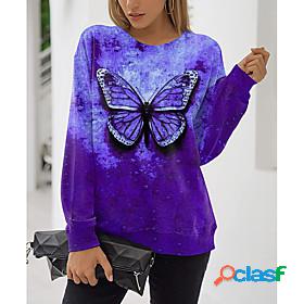 Womens Butterfly Color Block Animal Sweatshirt Pullover