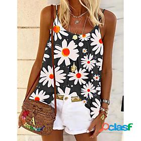 Womens Camisole Tank Top Vest Floral Theme Floral Daisy