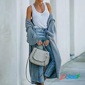 Womens Cardigan Solid Color Knitted Stylish Long Sleeve