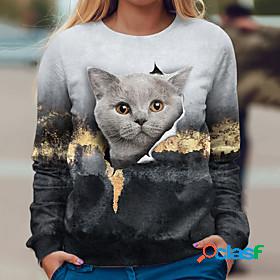 Womens Cat 3D Sweatshirt Pullover Print 3D Print Casual