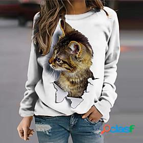 Womens Cat 3D Sweatshirt Pullover Print 3D Print Daily