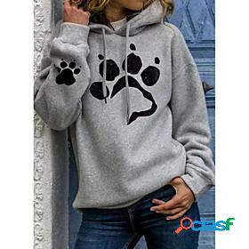 Women's Cat Dog Heart Hoodie Pullover Print Casual Daily