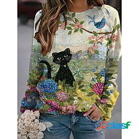 Womens Cat Graphic 3D Hoodie Sweatshirt Print 3D Print Daily