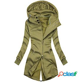 Womens Coat Fall Winter Daily Long Coat Stand Collar Warm