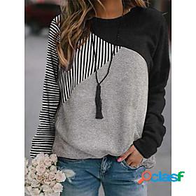 Womens Color Block Sweatshirt Patchwork 3D Print Casual