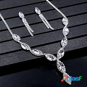 Womens Crystal Jewelry Set Drop Earrings Pendant Necklace
