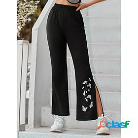 Womens Designer Trousers Print Flare Full Length Pants